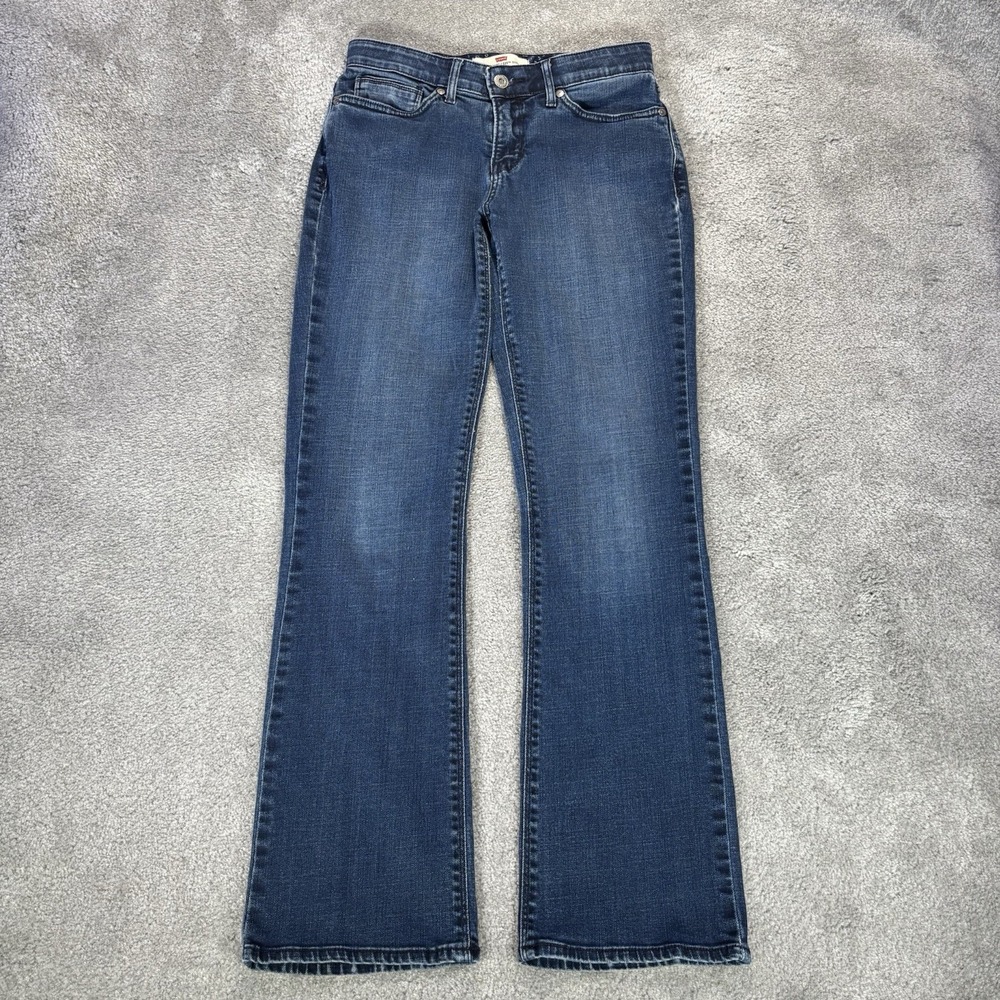 Levis 525 Jeans Womens 4‎ Perfect Waist Bootcut Dark Blue Denim Flap Pockets Y2K